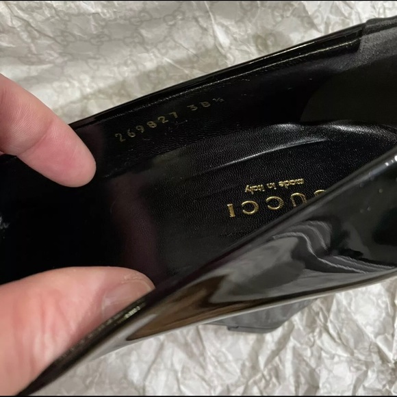 Gucci Black Round Toe Patent Leather Wedges - Size Women's 38.5 Authenticated! - Picture 7 of 10